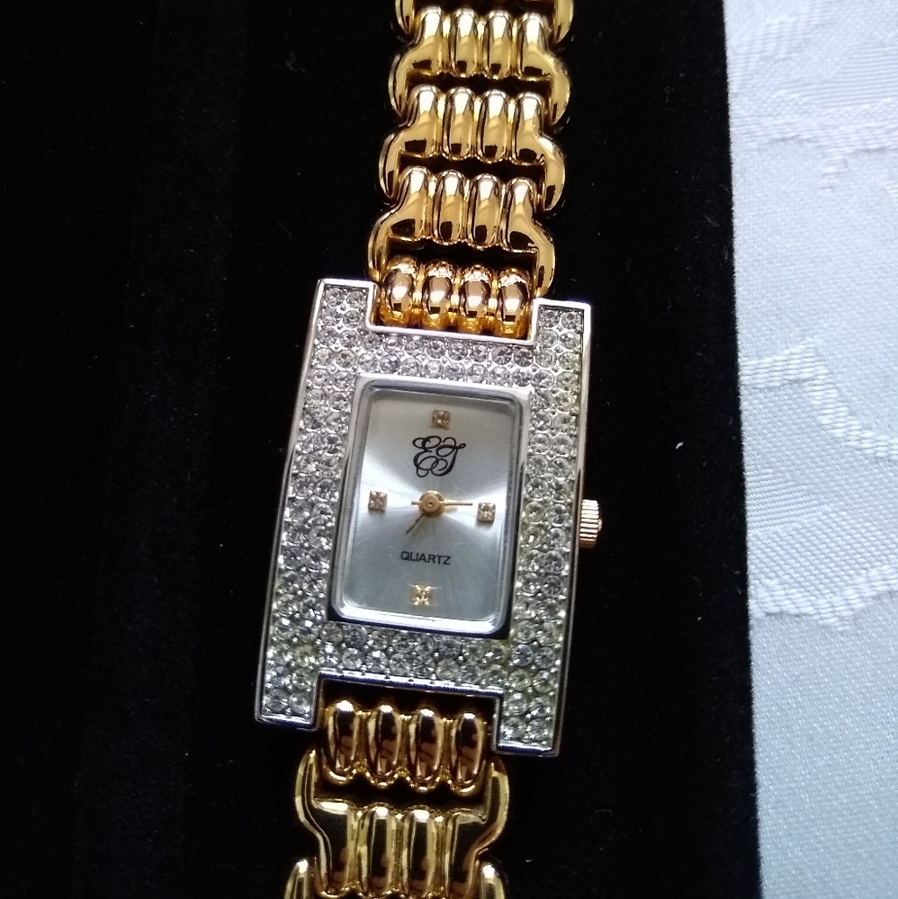 Elizabeth Taylor crystals gold tone watch